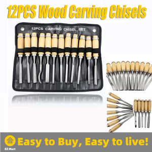 【Fast Shipping】 12Pcs Professional Manual Wood Carving Hand Chisel Carving Tool Set Suitable for Woodworking Artwork Carving Chisel Set