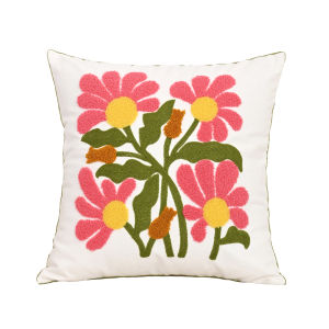 BUYNOW Flower Towel Embroidery 18x18inch Pillowcase Pastoral Fresh Classic Living Room Sofa Cushion Cover Home Bedroom Decor