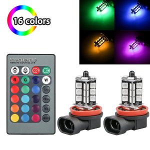 27 LED BULB H8 H11 H 27 REMOTE RGB 12V Light Bulb Spotlight Headlamp Headlight 5050 Fog Lamp Lampu Mentol Kereta Daytime Running DRL 汽车车灯雾灯灯泡
