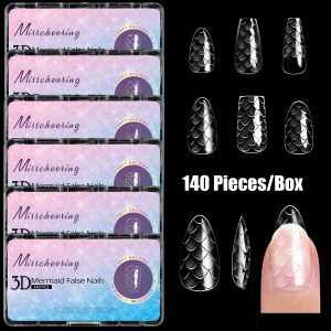 3D Mermaid False Nails 120/140Pcs Soft Gel Tips Press On Acrylic Nails Almond Coffin Clear Full Cover DIY Fake Nail Supplies\\n\\n Introduction to 3D Mermaid False Nails\\n\\n What Are 3D Mermaid False Nails?\\n\\n3D Mermaid False Nails are an eye-catching nail accessory that combines the elegance of mermaids with the convenience of false nails. These nails are designed to resemble the scales of a mermaid, creating a stunning effect that is sure to turn heads. They come in various sizes and designs, making them suitable for all types of nail art enthusiasts. \\n\\n Why Choose 3D Mermaid False Nails?\\n\\nThere are several reasons why you might choose 3D Mermaid False Nails:\\n\\n* **Versatility**: These nails can be used for both casual and formal occasions, allowing you to switch up your look effortlessly.\\n* **Ease of application**: With the right DIY fake nail supplies, applying these false nails is simple and straightforward.\\n* **Affordability**: Compared to salon services, purchasing 3D Mermaid False Nails is a cost-effective way to achieve stunning nail art.\\n\\n Choosing the Right DIY Fake Nail Supplies\\n\\n Understanding Acrylic Nails & Almond Coffin Full Cover Nails\\n\\nAcrylic nails are a popular choice among nail enthusiasts due to their durability and versatility. They are made from a mixture of liquid monomer and powder polymer, which can be shaped and sculpted to create a variety of nail designs. Almond coffin full cover nails, on the other hand, are pre-made nail extensions that fit over your natural nails, providing a seamless and polished look.\\n\\n Selecting Soft Gel Tips Press On Nails\\n\\nSoft gel tips press-on nails are another option for those looking to add length and volume to their nails. These nails are made from a soft, flexible material that adheres easily to your natural nails, providing a comfortable and secure fit. They come in various sizes and designs, allowing you to find the perfect match for your style.\\n\\n How to Apply 3D Mermaid False Nails\\n\\n Preparing Your Nails for Application\\n\\nBefore applying 3D Mermaid False Nails, it's important to prepare your nails properly:\\n\\n* **Cleanse your nails**: Remove any dirt, oil, or old nail polish using a nail cleanser or rubbing alcohol.\\n* **Trim and shape your nails**: Cut your nails to the desired length and file them into the desired shape.\\n* **Apply base coat**: Apply a thin layer of nail primer or base coat to protect your natural nails and improve adhesion.\\n\\n Step-by-Step Guide to Applying 3D Mermaid False Nails\\n\\n1. **Choose the right size**: Select the appropriate size of 3D Mermaid False Nails for your natural nails.\\n2. **Remove the protective film**: Peel off the protective film from the back of the false nail.\\n3. **Apply adhesive**: Apply a small amount of nail glue to the bottom of the false nail.\\n4. **Press onto natural nail**: Carefully press the false nail onto your natural nail, making sure it is centered and aligned properly.\\n5. **Secure with top coat**: Apply a thin layer of top coat over the false nail to secure it in place and prevent lifting.\\n\\n Caring for Your 3D Mermaid False Nails\\n\\nTo ensure the longevity of your 3D Mermaid False Nails, it's important to care for them properly:\\n\\n* **Avoid exposure to water**: Keep your nails dry by avoiding prolonged exposure to water or moisture.\\n* **Trim regularly**: Trim your false nails every few weeks to maintain their shape and prevent breakage.\\n* **Apply top coat**: Reapply a thin layer of top coat every few days to keep your nails looking fresh and polished.\\n\\nIn conclusion, 3D Mermaid False Nails are a fun and easy way to add some sparkle to your nail game. With the right DIY fake nail supplies and proper application techniques, you can achieve stunning nail art that will last for weeks. So why wait? Get started today and show off your mermaid-inspired nails!\"