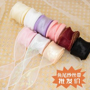 Ruy Băng Đuôi Cá Ruy Băng Ren Bao Bì Hộp Đựng Bánh Hoa Tươi Trang Trí Hộp Quà Tặng Ruy Băng Satin