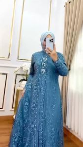 Laksmi Dress Ceruty + Outer Brokat BUSUI Dress Wanita Terbaru 2024 Viral Kekinian Gamis Kondangan
