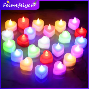 led candle lights Flameless candle light valentines day gift Decoration warmer lamp dinner set Decoration Free Battery operated Romantic heart shape electric candle for romantic room proposal confession Wedding Birthday Party decoration set 蜡烛灯