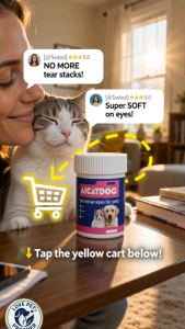 AICATDOG 200pcs Pet Eye & Ear Cleaning Wipes for Dogs and Cats Gentle No-Rinse Round Pads for Tear Stains Eye Dirt & Outer Ear Care