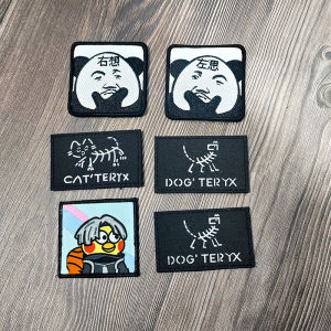 Laser Engraving Skull Dogs and Cats Reflective Velcro Label Personal Backpack Decoration Small Black Sticker Badge Morale Medal