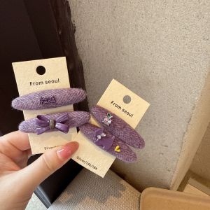 Elegant Purple Butterfly Knot Woolen Hair Clip Duckbill Side Clip Korean Style Sweet Fashion Hair Accessories
