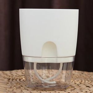 Transparent plastic flower pot creative double layer water storage lazy automatic green flower pot