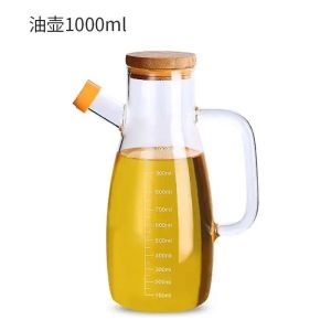 Large Capacity Glass Oil Bottle with Scale for Kitchen Home Use Soy Sauce Vinegar Jug Non-Drip Oil Control Bottle Modern Simple Nordic Style