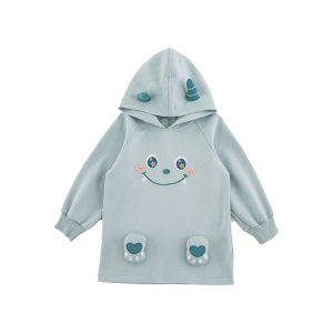 Spring Autumn Embroidered Hoodie Set Handstitched Heart Middle Length Girls Clothing Cotton Blend Fabric Casual Style Ensemble