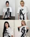 KPOP Aespa Whiplash Limited Editionเสื้อยืดแขนสั้นผ้าฝ้ายKARINA GLSELLEฤดูหนาวNINGNINGเดียวกันพิมพ์หลวมอะนิเมะTechno Top. 