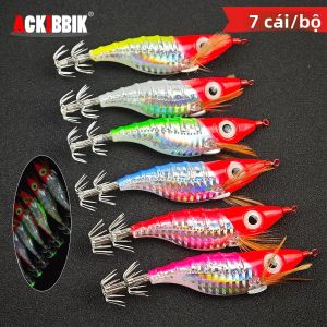 Mồi Câu Mực Giả Ackibbik 7 Chiếc Phát Sáng Trong Bóng Tối Dạng Móc Câu Ngang Dùng Câu Cá Biển Sông Hồ