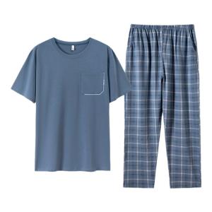 MiiOW | Cat Person Modal Cotton Mens Sleepwear Summer Thin Short Sleeve Long Pants Home Clothes Gift For Dad Father Casual Outfit