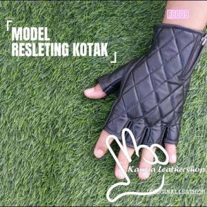 Sarung Tangan Motor Kulit Setengah Jari Model Kotak