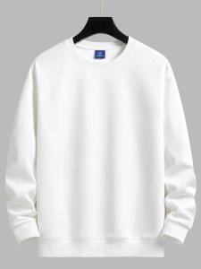 NASA Sweatshirt Mens Spring and Autumn round Neck Pure Color Winter Fleece-lined Thickened Thermal Bottoming Shirt Loose Casual Top