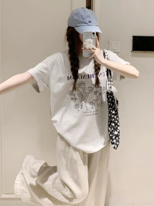 Korean Style Casual Sports Set Women Summer New Pure Cotton Short Sleeve Long Pants Student Anti-Aging Two-Piece Set