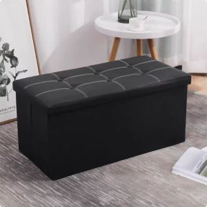 Ottoman Storage Stool Waterproof Leather Sofa Storage Box Large Sofa Chair Bench Seat Folding Storage Foot Stool