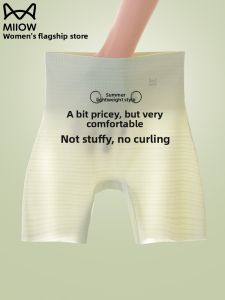 MiiOW | High Waist Ice Silk Safety Pants Womens Seamless Anti-Light Bottoming Trousers Short Shorts Cat Person Underwear Summer