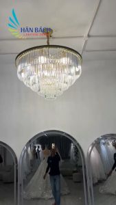 Đèn chùm đèn chùm thả trần pha lê cao cấp D750cm trang trí phòng khách hiện đại sang trọng