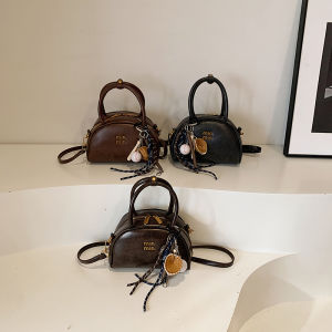Miu Home Retro Casual Small Bag Womens 2024 New Fashion Handbag Pillow Shape Commuter Crossbody Bag Soft PU Leather