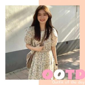 LHSunday พร้อมส่งในไทย ชุดเดรสผู้หญิง เเต่งลวดลายดอกไม้สุดดูดีดูน่ารักมินิมอล เเขนพอง ดีไซน์ดูดีไม่ซํ้าใคร แมทซ์ได้กับทุกลุค ใส่ได้ไม่เอ้าท์ คอนเฟิร์ม รีบซื้อเลย ต้องมีติดตู้น๊าาา