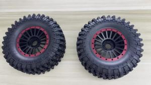 4 Bánh Xe Kim Loại Beadlock 2.6 Inch Với Lốp Cao Su Dành Cho Xe RC Crawler Axial SCX10 Tương Thích Với Wraith RR10 Capra 1/8 1/10