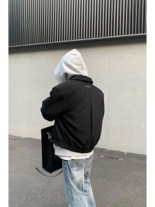 Áo Khoác Ngắn Mùa Xuân Mới PLTH Thiết Kế Đệm Vai Thời Trang Nam Áo Khoác Ngoài Thường Ngày Chống Nhăn Polyester Cotton PU