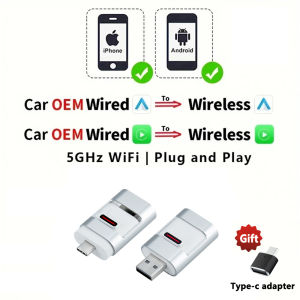 EKIY 2in1 Wireless CarPlay Dongle Wireless Android Auto Adapter Car Intelligent Systems AI Smart Box For Car With Wired CarPlay