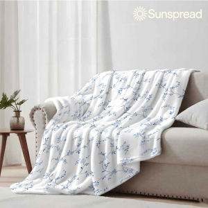 Beast Kingdom | Blue Vine Floral Print Soft Warm Flannel Blanket Lightweight Cozy Christmas Halloween Home Decor Room