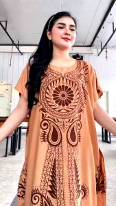 Daster Batik Kencana Jumbo LD 120 Model Kelelawar SUKMARA SERIES Santung Rayon lembut nyaman di pakai Pakaian Wanita sehari - hari Gaun Tidur Bumil Dress