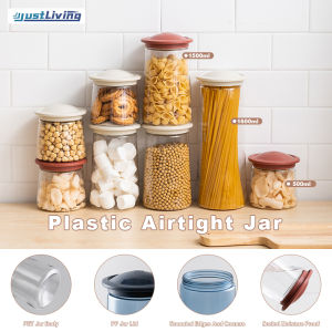 JustLiving 1600ml Kitchen Sealed Food Storage Jar Plastic Multigrain Snack Storage Tank Household Moisture Proof Food Preservation Jar