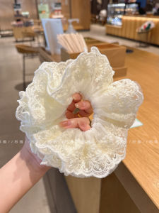 French Sweet White Lace Double Layer Elastic Hair Ties Vintage Ruffle Hair Bands Comfortable High Elasticity for Straight Long Hair