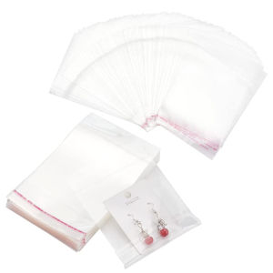 100pcs Clear Self Adhesive Bag Small Plastic Pouch For Storage Necklace Keychain Candy Gift Jewelry Packaging Small Businesses