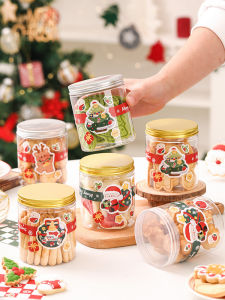 Christmas Themed Sealed Plastic Container Baking Supplies Candy Storage Jar Cookie Packaging Box Snowflake Snack Container