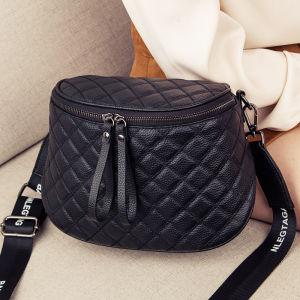 Trendy Soft Leather Bucket Bag Womens Crossbody Bag with Wide Strap Fashionable Versatile Single Shoulder Bag for Young Women