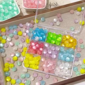 10/30pcs 10mm Resin Cat Eye Look Round Beads Colorful Sewing Embellishment Loose Bead for Garment Decor Sewing Craft Accessories