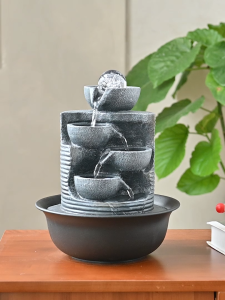 Fiber Water Fountain Water Features Fengshui LED lights Table top Desktop crystal ball ready stock in SG