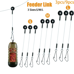 3pcs/9pcs Feeder Links.Fluorocarbon Line with Smooth Plastic Ring and Strong Fishing Clip FastenerFor Running Feeder Fishing