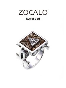 ZOCALO | Eye of Providence Mens Silver & Copper Inlay Key Ring