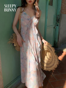 Watercolor Oil Painting Print Summer Beach Vacation Dress