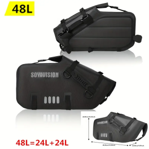 SOYAVISION 2 Pcs Motorcycle Saddle Side Pannier Bag 18L/28L/48L Waterproof Universal Motorbike Riding Luggage Storage Travel Bag