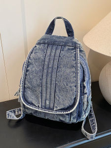Retro Denim Dual Shoulder Bag Korean Style Womens 2025 New Two-Way Travel Small Backpack Versatile Single Shoulder Chest Bag