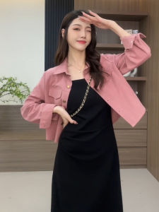 French Style Long Sleeve Shirt Womens Strap Dress Outer Cardigan Loose Short Coat Spring Autumn New Arrival Elegant Feeling