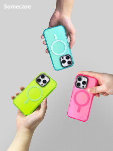 Somecase Laser Gradient Iphone16promax Magnetic Suction Phone Case for Apple MagSafe Frosted Semi-Transparent Feeling 15plus Minimalist 14 All-Inclusive Drop-Resistant Non Slip Protective Case