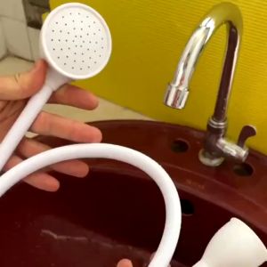 Pet Dog Cat Shower Head Portable Handheld Splash Shower Tub Sink Faucet Attachment Hose Head Washing Sprinkler Shower Kit Spray Pet Bathroom Accessories Tools Universal Connector