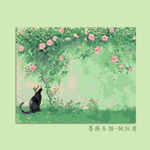 Roses And Cats Digital Oil Painting DIY Hand-painted Beautiful Healing Landscape Coloring Decorative Acrylic Paintings