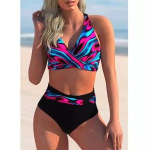 High Waist Sports Bikini Vest Separate Triangle Conservative Swimming Suit Womens Hot Spring Leisure Slimming Bikini