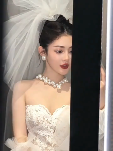 Kalung Pengantin Mutiara Vintage French Style [Rantai Leher] - Desain Anggur Mewah Aksesoris Gaun Pengantin Premium