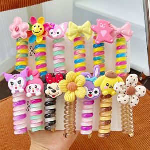 🔥Korean Style Colorful Pony Tail Spiral Hair Tie For Kids Girl Ponytail Hair Rope Telephone Scrunchie Women LovelylifeFu👍
