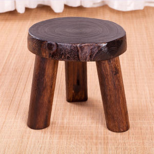 Stool ขนาดเล็ก ทรงกลม ทรงชาติพันธุ์ ทำจากไม้เนื้อแข็ง ไม้ไต้หวัน สำหรับใส่รองเท้า โต๊ะกาแฟ ไม่ต้องประกอบ