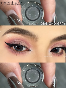 (0.00-6.00)EYESHARE 1 cặp/2 cái kính áp tròng cận thị Diamond Loạt xám/nâu/xanh DIA:14.5mm 6 tháng lens